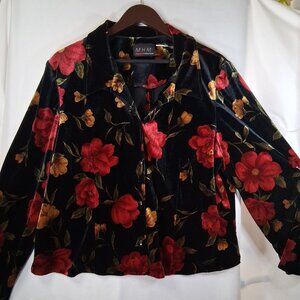 MHM Women's Velvet Floral Jacket Size 1X